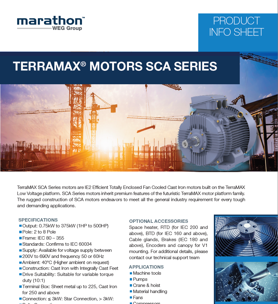 Marathon TerraMAX SCA (IE2) Series Product Flyer