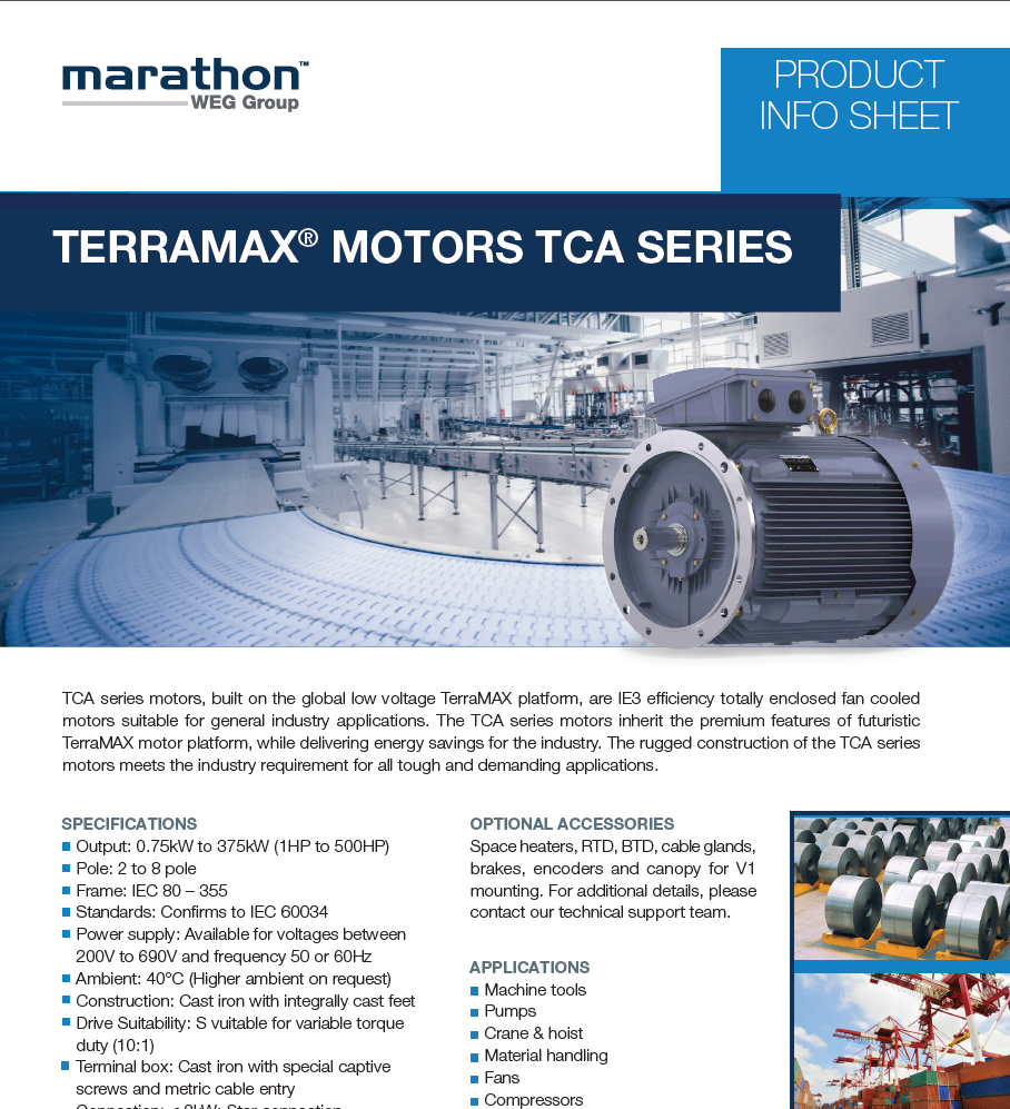 Marathon TerraMax TCA (IE3) Series Product Flyer