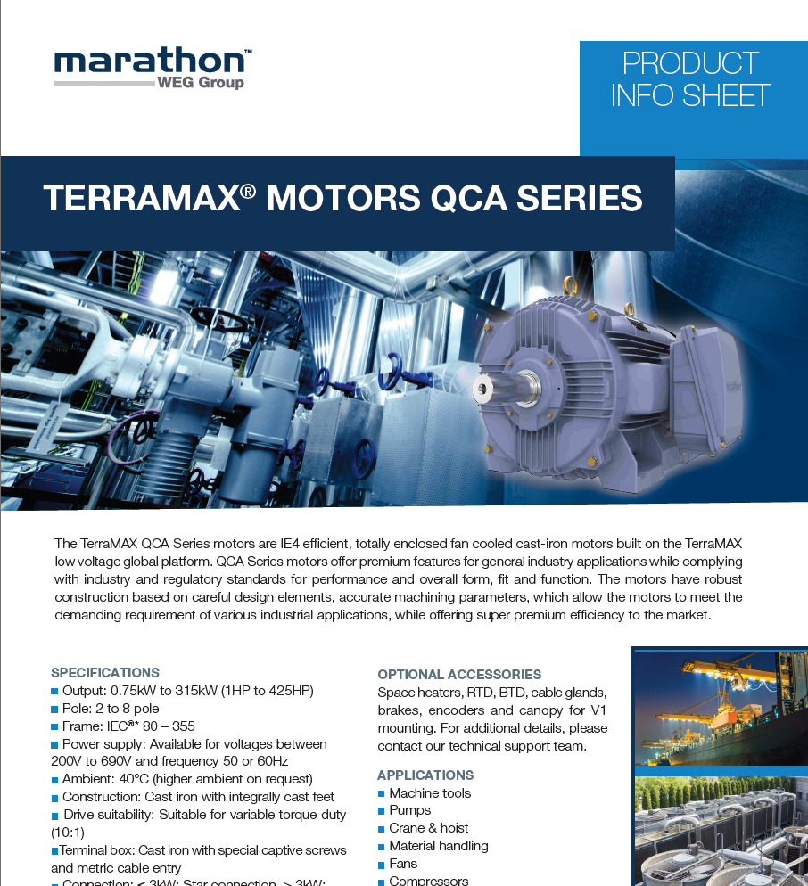 Marathon TerraMax QCA (IE4) Series Product Flyer